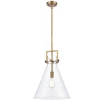 Newton Cone Pendant - Brushed Brass / Clear
