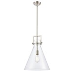 Newton Cone Pendant - Brushed Satin Nickel / Clear