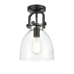 Newton Bell Ceiling Light Fixture - Matte Black / Clear