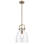 Newton Bell Pendant - Brushed Brass / Clear
