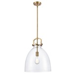 Newton Bell Pendant - Brushed Brass / Clear