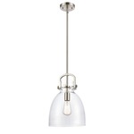 Newton Bell Pendant - Brushed Satin Nickel / Clear