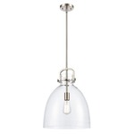 Newton Bell Pendant - Brushed Satin Nickel / Clear