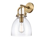 Newton Bell Wall Sconce - Brushed Brass / Clear