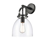 Newton Bell Wall Sconce - Matte Black / Clear