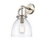 Newton Bell Wall Sconce - Brushed Satin Nickel / Clear