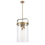 Pilaster Pendant - Brushed Brass / Clear