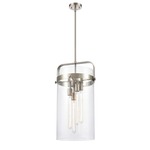 Pilaster Pendant - Brushed Satin Nickel / Clear