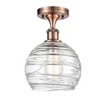 Deco Swirl Semi Flush Ceiling Light - Antique Copper / Clear