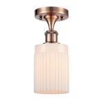 Hadley Semi Flush Ceiling Light - Antique Copper / Matte White