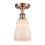 Ellery Semi Flush Ceiling Light - Antique Copper / White