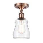 Ellery Semi Flush Ceiling Light - Antique Copper / Clear