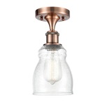 Ellery Semi Flush Ceiling Light - Antique Copper / Clear Seedy