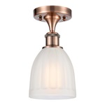 Brookfield Semi Flush Ceiling Light - Antique Copper / White