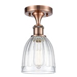 Brookfield Semi Flush Ceiling Light - Antique Copper / Clear