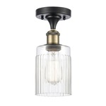Hadley Semi Flush Ceiling Light - Black / Antique Brass / Clear