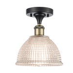 Arietta Semi Flush Ceiling Light - Black / Antique Brass / Clear