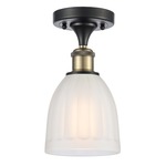 Brookfield Semi Flush Ceiling Light - Black / Antique Brass / White