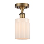 Hadley Semi Flush Ceiling Light - Brushed Brass / Matte White