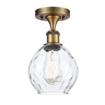 Waverly Semi Flush Ceiling Light - Brushed Brass / Clear