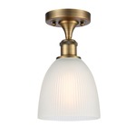 Castile Semi Flush Ceiling Light - Brushed Brass / White