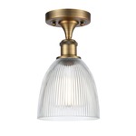 Castile Semi Flush Ceiling Light - Brushed Brass / Clear