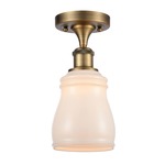 Ellery Semi Flush Ceiling Light - Brushed Brass / White