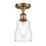 Ellery Semi Flush Ceiling Light - Brushed Brass / Clear