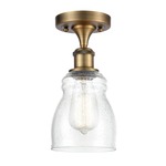 Ellery Semi Flush Ceiling Light - Brushed Brass / Clear Seedy