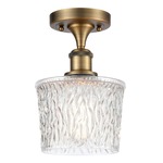 Niagra Semi Flush Ceiling Light - Brushed Brass / Clear