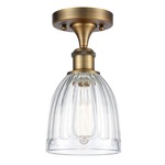 Brookfield Semi Flush Ceiling Light - Brushed Brass / Clear