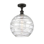 Deco Swirl Semi Flush Ceiling Light - Oil Rubbed Bronze / Clear