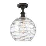 Deco Swirl Semi Flush Ceiling Light - Oil Rubbed Bronze / Clear