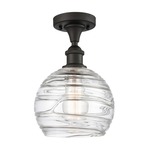 Deco Swirl Semi Flush Ceiling Light - Oil Rubbed Bronze / Clear