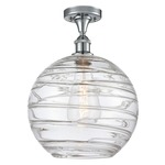 Deco Swirl Semi Flush Ceiling Light - Polished Chrome / Clear