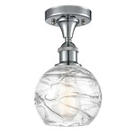 Deco Swirl Semi Flush Ceiling Light - Polished Chrome / Clear