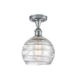 Deco Swirl Semi Flush Ceiling Light - Polished Chrome / Clear