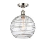 Deco Swirl Semi Flush Ceiling Light - Polished Nickel / Clear