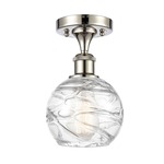 Deco Swirl Semi Flush Ceiling Light - Polished Nickel / Clear