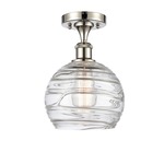 Deco Swirl Semi Flush Ceiling Light - Polished Nickel / Clear