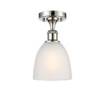 Castile Semi Flush Ceiling Light - Polished Nickel / White