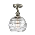 Deco Swirl Semi Flush Ceiling Light - Brushed Satin Nickel / Clear