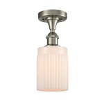 Hadley Semi Flush Ceiling Light - Brushed Satin Nickel / Matte White