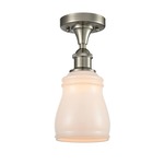 Ellery Semi Flush Ceiling Light - Brushed Satin Nickel / White