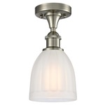 Brookfield Semi Flush Ceiling Light - Satin Nickel / White