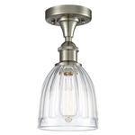 Brookfield Semi Flush Ceiling Light - Satin Nickel / Clear