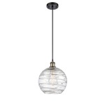 Deco Swirl Pendant - Black / Antique Brass / Clear