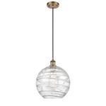 Deco Swirl Pendant - Brushed Brass / Clear