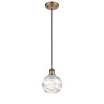 Deco Swirl Pendant - Brushed Brass / Clear