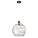 Deco Swirl Pendant - Matte Black / Clear